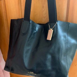 COACH Large Derby Bag in Black Pebble Leather